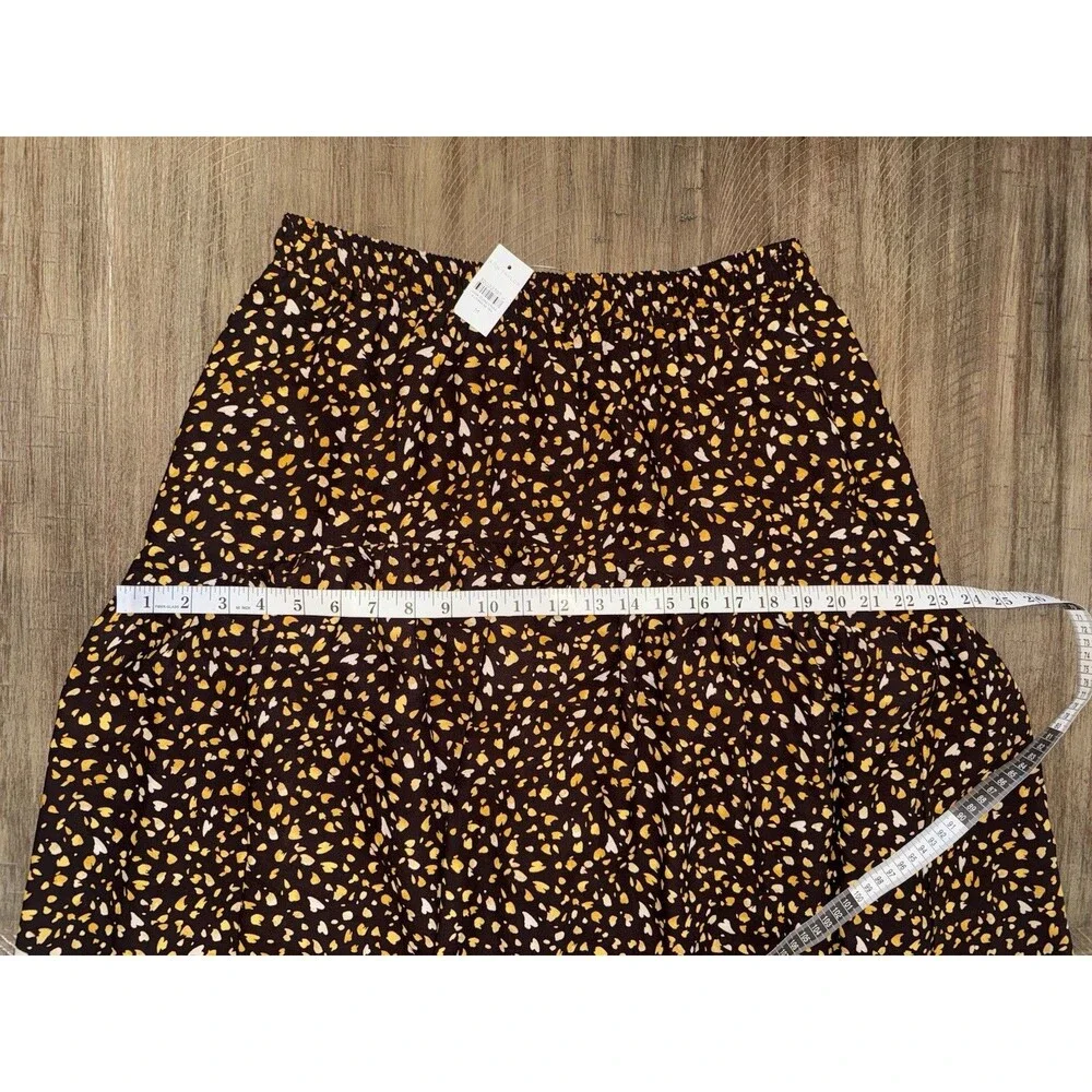 NWT Ann Taylor Brown Yellow Petal Print A Line Midi Long Skirt Women’s Medium M